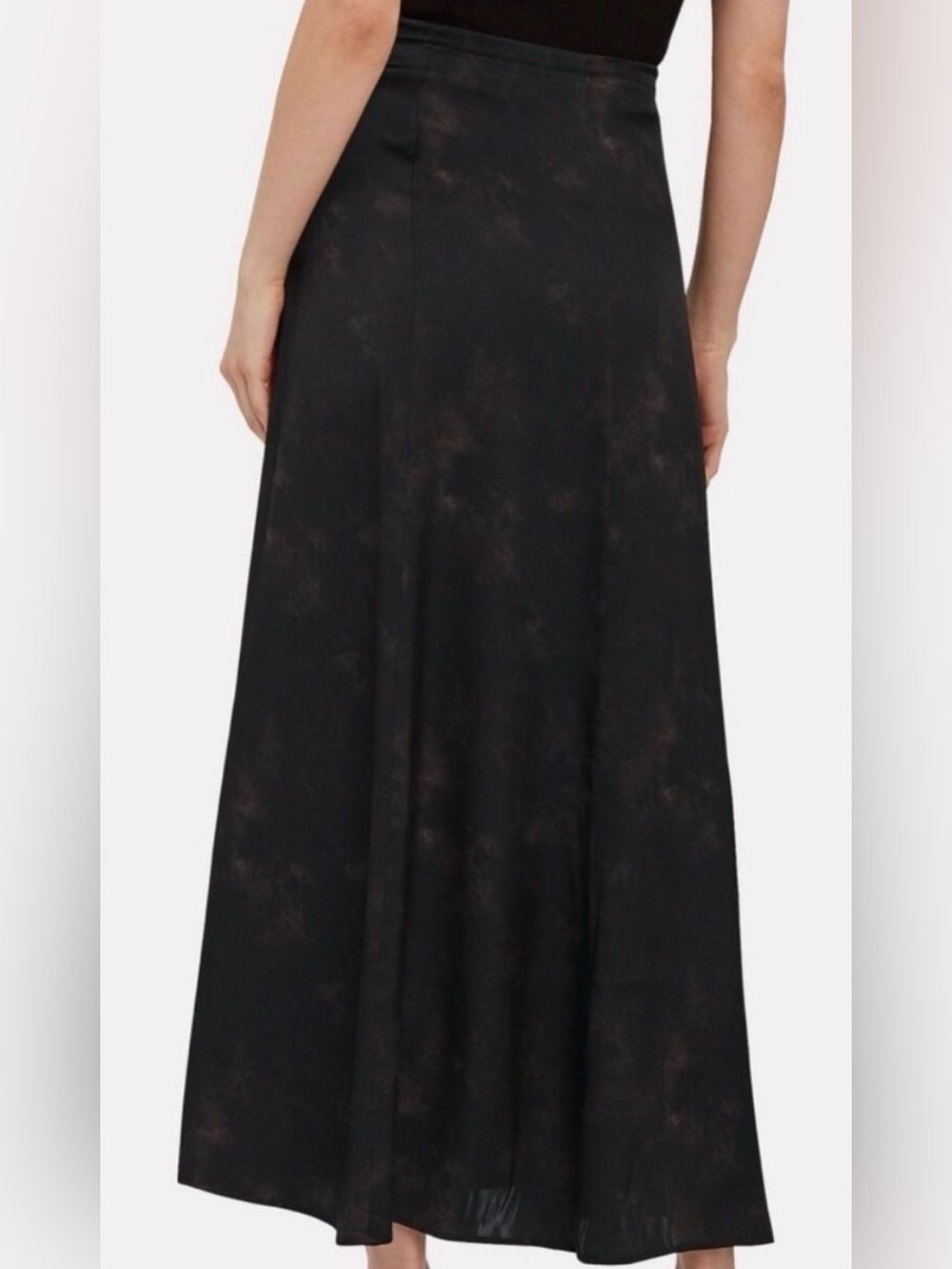 Anine Bing Black Maxi Skirt with Subtle Brown Wash 100% silk size small